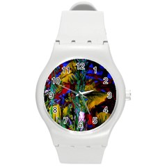 Night At The Foot Of Fudziama 1 Round Plastic Sport Watch (m) by bestdesignintheworld