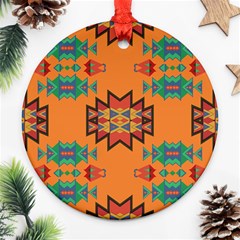 Misc Shapes On An Orange Background                                    Ornament (round) by LalyLauraFLM