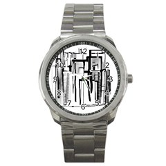 Black And White City Sport Metal Watch by digitaldivadesigns