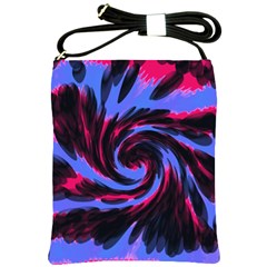 Swirl Black Blue Pink Shoulder Sling Bags by BrightVibesDesign