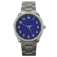 Blue Fractal Art Honeycomb Mathematics Sport Metal Watch by Sapixe