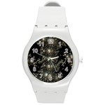 Fractal Math Geometry Backdrop Round Plastic Sport Watch (M) Front