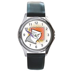 Letter Paper Note Design White Round Metal Watch by Sapixe