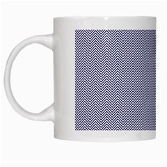 Usa Flag Blue & White Wavy Zigzag Chevron Stripes White Mugs by PodArtist