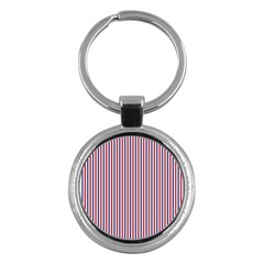 Usa Flag Red And Flag Blue Narrow Thin Stripes  Key Chains (round)  by PodArtist