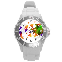 Abstract Pattern Background Design Round Plastic Sport Watch (l) by Sapixe