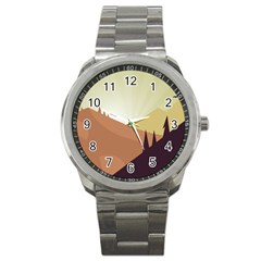 Sky Art Silhouette Panoramic Sport Metal Watch by Sapixe