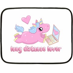 Long Distance Lover - Cute Unicorn Fleece Blanket (mini) by Valentinaart