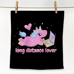 Long Distance Lover - Cute Unicorn Face Towel by Valentinaart