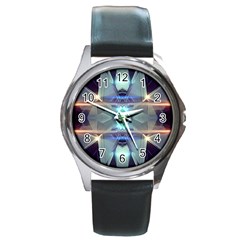 Abstract Glow Kaleidoscopic Light Round Metal Watch by Sapixe