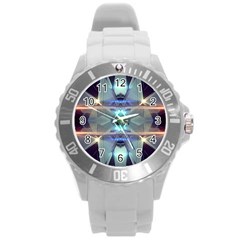 Abstract Glow Kaleidoscopic Light Round Plastic Sport Watch (l) by Sapixe