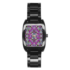 Multicolored Floral Collage Pattern 7200 Stainless Steel Barrel Watch by dflcprints