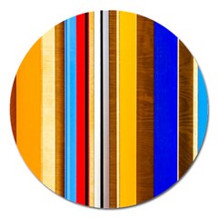 Colorful Stripes Magnet 5  (round) by FunnyCow