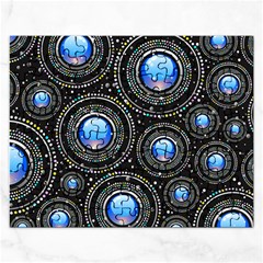 Background Abstract Glossy Blue Rectangular Jigsaw Puzzl by Nexatart