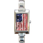 American Usa Flag Vertical Rectangle Italian Charm Watch Front