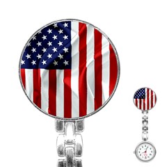 American Usa Flag Vertical Stainless Steel Nurses Watch by FunnyCow