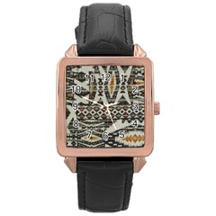 Fabric Textile Abstract Pattern Rose Gold Leather Watch  by Nexatart