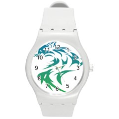 Wolf Dog Fox Animal Pet Vector Round Plastic Sport Watch (m) by Sapixe