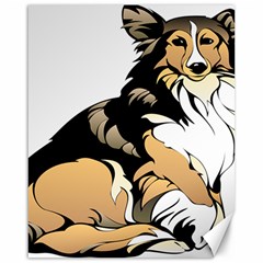 Dog Sitting Pet Collie Animal Canvas 16  X 20   by Sapixe