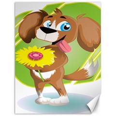 Dog Character Animal Flower Cute Canvas 12  X 16   by Sapixe