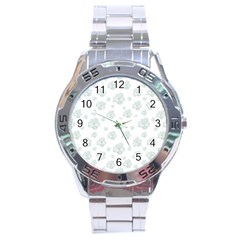 Pastel Floral Motif Pattern Stainless Steel Analogue Watch by dflcprints