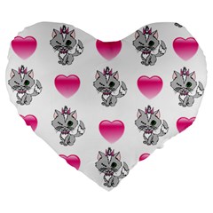 Evil Sweetheart Kitty Large 19  Premium Heart Shape Cushions by IIPhotographyAndDesigns