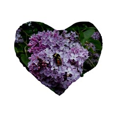 Lilac Bumble Bee Standard 16  Premium Heart Shape Cushions by IIPhotographyAndDesigns