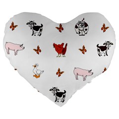 Farm Animals Large 19  Premium Flano Heart Shape Cushions by IIPhotographyAndDesigns