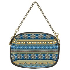 Vintage Border Wallpaper Pattern Blue Gold Chain Purses (one Side)  by EDDArt