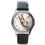 Curious Squirrel Round Metal Watch Front