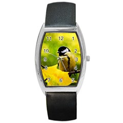 Tomtit Bird Dressed To The Season Barrel Style Metal Watch by FunnyCow