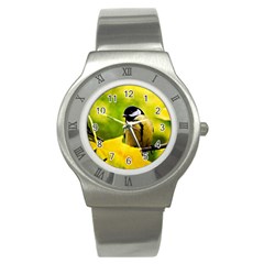 Tomtit Bird Dressed To The Season Stainless Steel Watch by FunnyCow