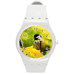 Tomtit Bird Dressed To The Season Round Plastic Sport Watch (m) by FunnyCow