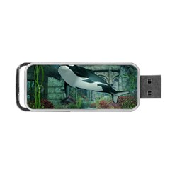 Wonderful Orca In Deep Underwater World Portable Usb Flash (one Side) by FantasyWorld7