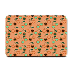 Peach Cherries Small Doormat  by snowwhitegirl