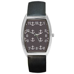 Grey Anchors Barrel Style Metal Watch by snowwhitegirl