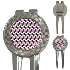 Zigzag Chevron Pattern Pink Brown 3-in-1 Golf Divots by snowwhitegirl