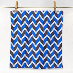 Zigzag Chevron Pattern Blue Grey Face Towel by snowwhitegirl