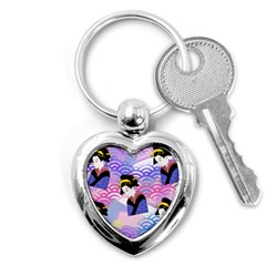 Japanese Abstract Blue Key Chains (heart)  by snowwhitegirl