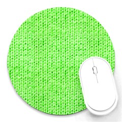 Knitted Wool Neon Green Round Mousepads by snowwhitegirl