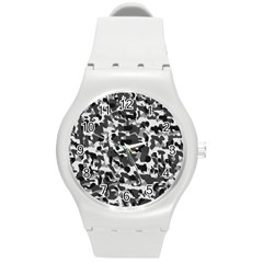 Grey Camo Round Plastic Sport Watch (m) by snowwhitegirl