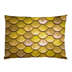 Yellow  Mermaid Scale Pillow Case (two Sides) by snowwhitegirl