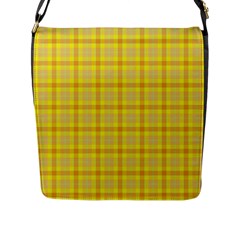 Yellow Sun Plaid Flap Closure Messenger Bag (l) by snowwhitegirl