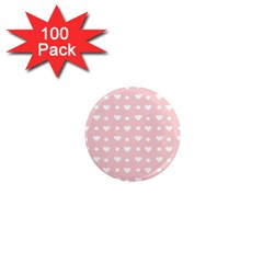 Hearts Dots Pink 1  Mini Magnets (100 Pack)  by snowwhitegirl