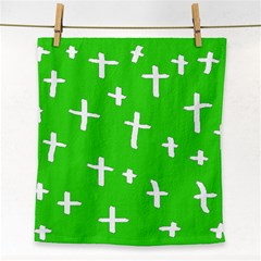 Green White Cross Face Towel by snowwhitegirl