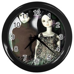 Dolls In The Grass Wall Clock (black) by snowwhitegirl