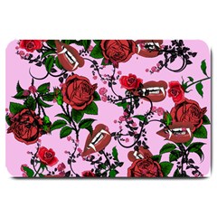 Pink Rose Vampire Large Doormat  by snowwhitegirl