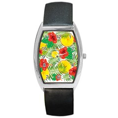 Orange Tropics Barrel Style Metal Watch by snowwhitegirl