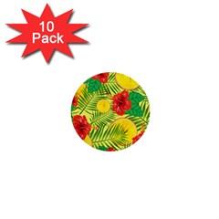 Orange Tropics Yellow 1  Mini Buttons (10 Pack)  by snowwhitegirl