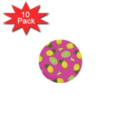 Lemons And Limes Pink 1  Mini Buttons (10 Pack)  by snowwhitegirl